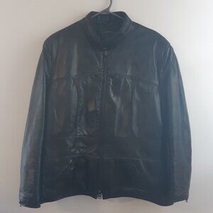 Men's Black Leather Coat - Valois Acton Vale QC - Rare Vintage